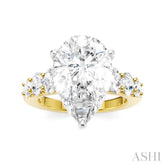 1 1/4 Ctw Pers Shape Oval and Round Cut Diamond Semi-Mount Engagement Ring in 14K Yellow and White Gold
